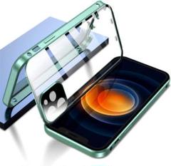 iPhone 11適用 両面ガラス ケース アイフォン11緑
