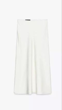ZARA サテン ミディスカート エクリュXS