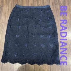ネイビー 花柄レーススカート【S】