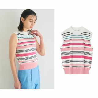 シルクコットンマルチボーダー　プルオーバー　ANAYI