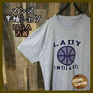 グレー バスケ スポーツ プリント L メンズ USA古着 半袖 Tシャツ