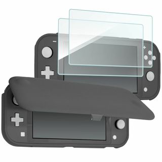 【色:グレー】ProCase スイッチライト フリップケース [ガラス２枚付き]