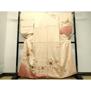 平和屋着物■訪問着　駒刺繍　花鳥丸文　暈し染め　金彩　正絹　逸品　DAAP2874ud