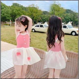 水着 スイムウェア 女の子 リボン 海 プール 110 ピンク
