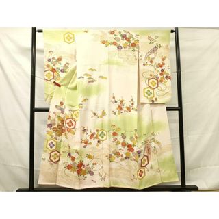 平和屋着物■小振袖　二尺袖　駒刺繍　亀甲花文　暈し染め　金彩　正絹　逸品　DAAP6795jm